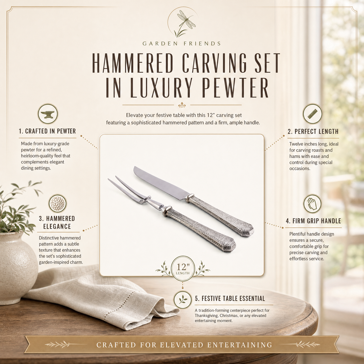 Hammered Carving Set 11