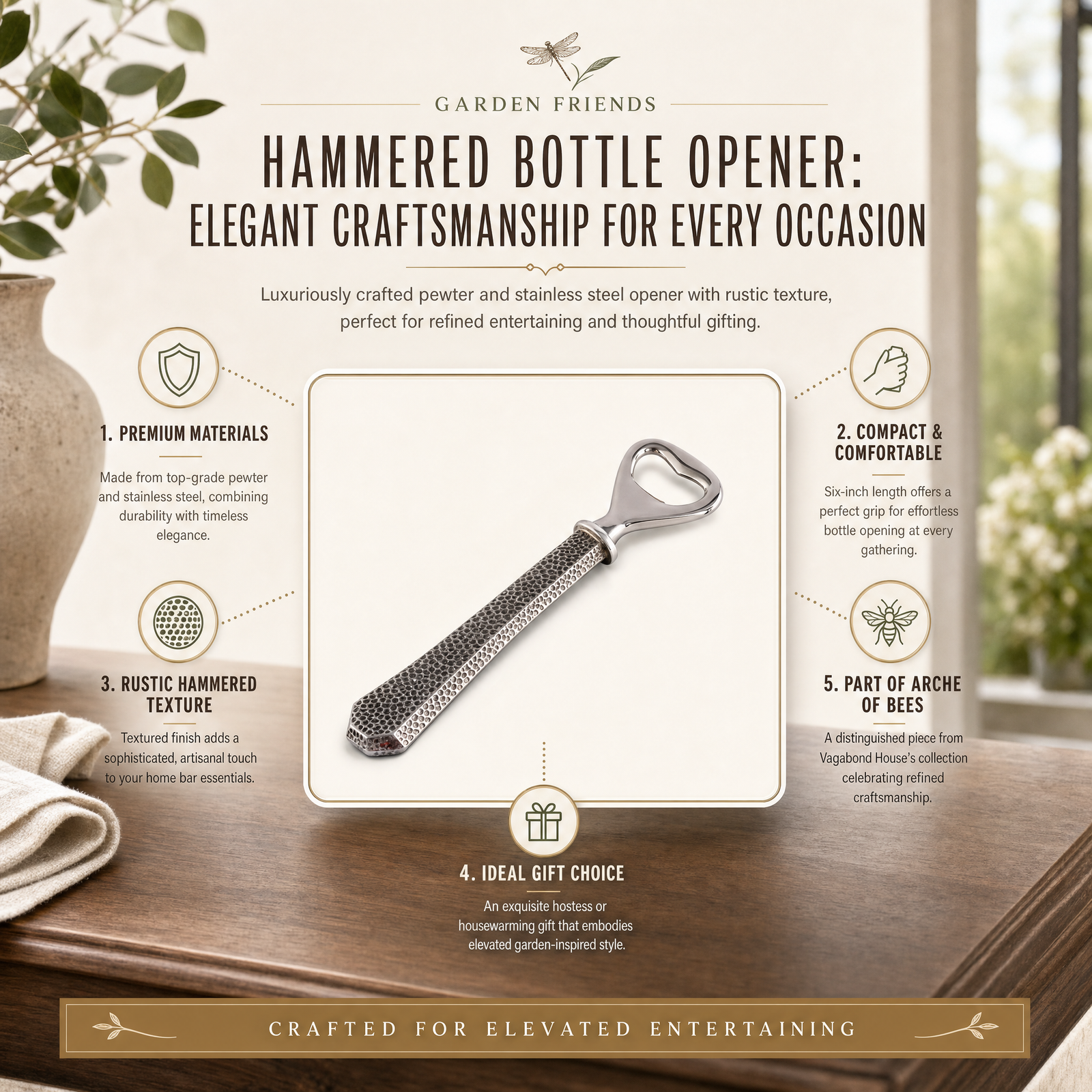 Hammered Bottle Opener: Elegant Craftsmanship for Every Occasion