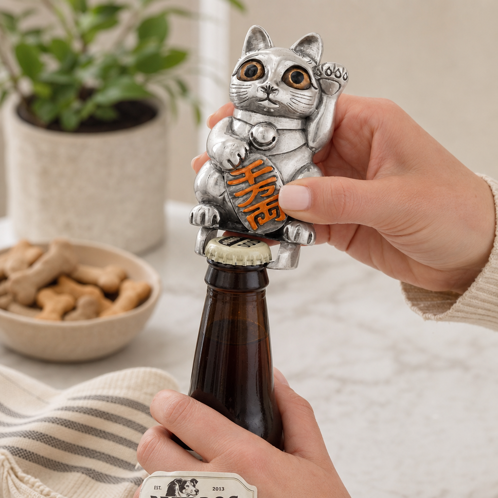 Lucky Cat Pewter Bottle Opener 4