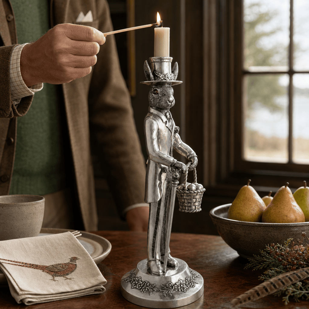 Gentleman Hare Tall Candlestick 6