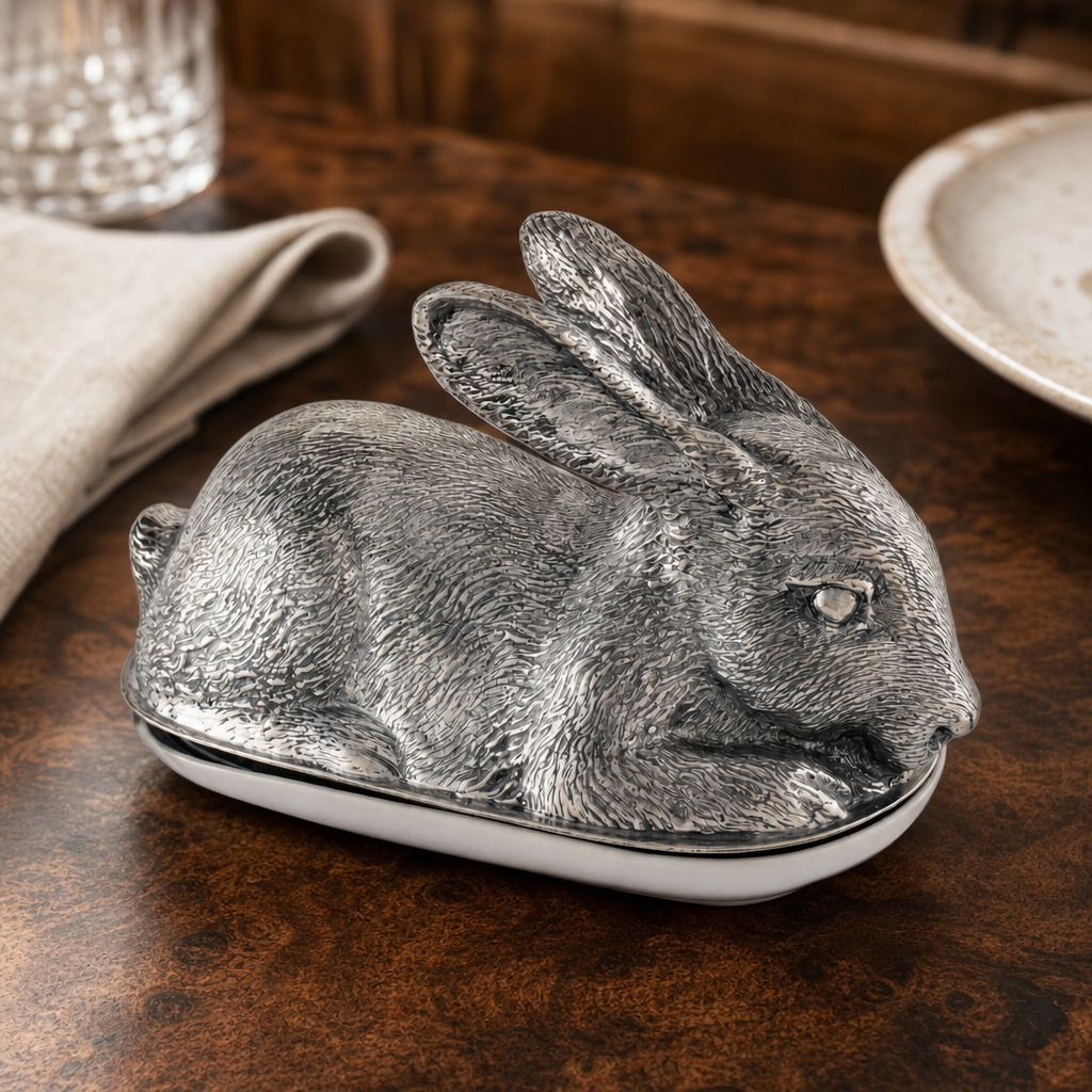 Pewter Rabbit Butter Dish 4