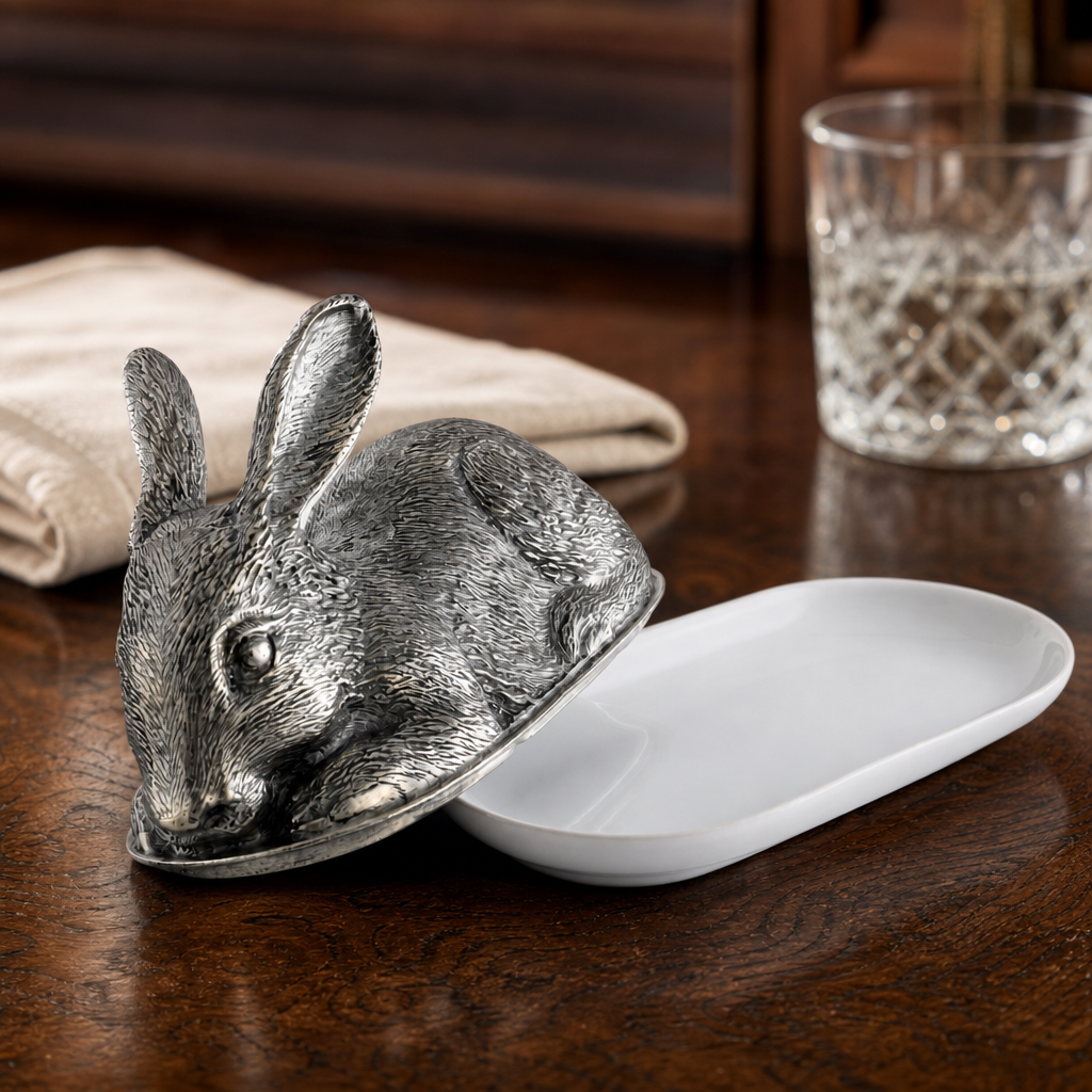 Pewter Rabbit Butter Dish 5