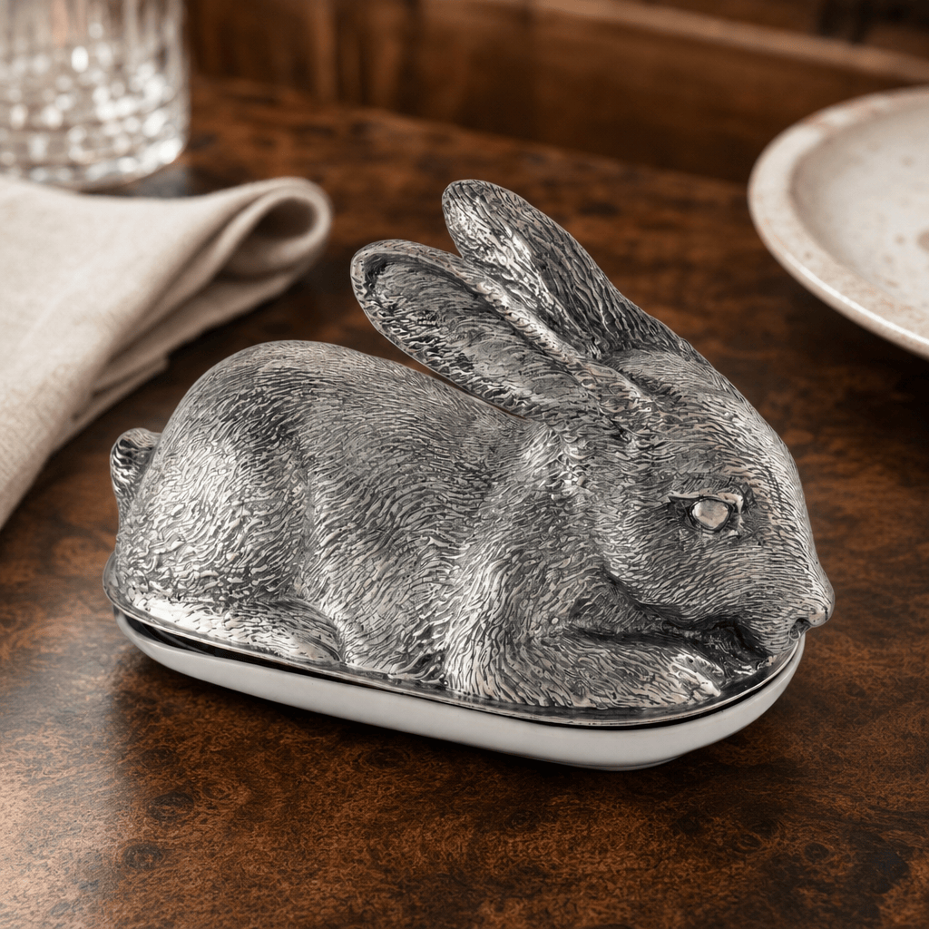 Pewter Rabbit Butter Dish 4