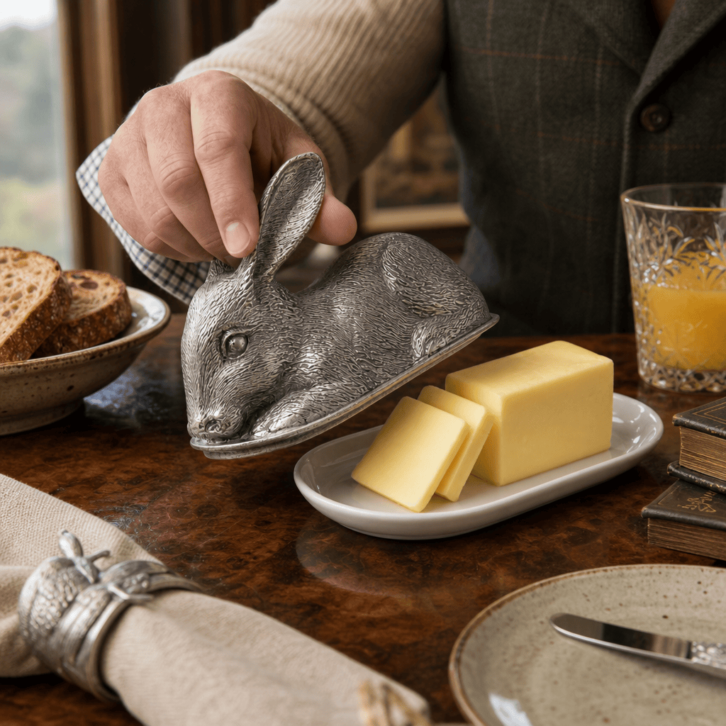 Pewter Rabbit Butter Dish 6