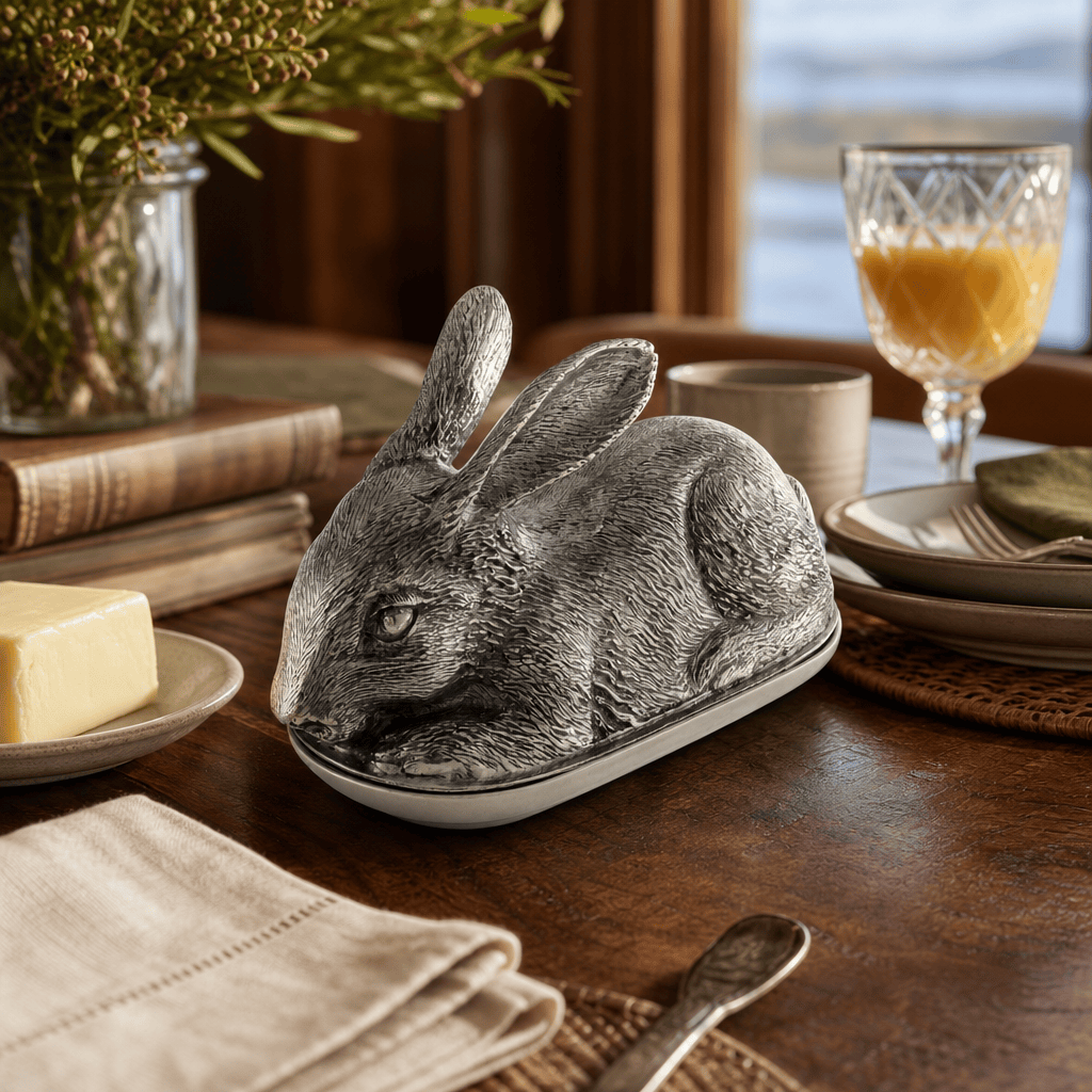 Pewter Rabbit Butter Dish 7