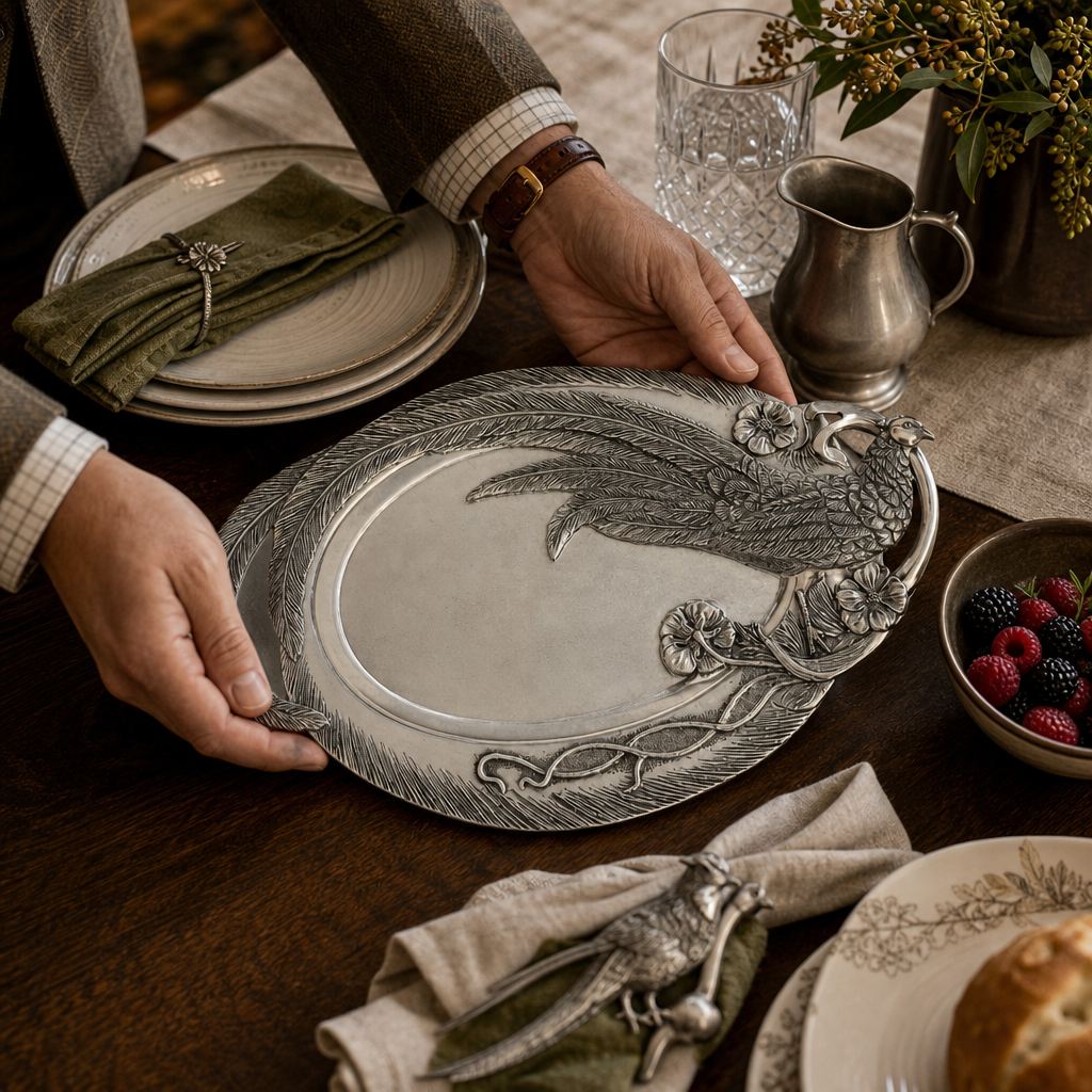 Pheasant Feather Oblong Tray 6