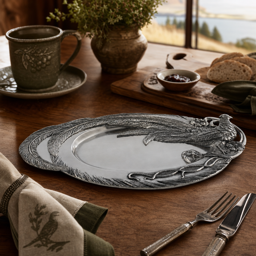 Pheasant Feather Oblong Tray 8