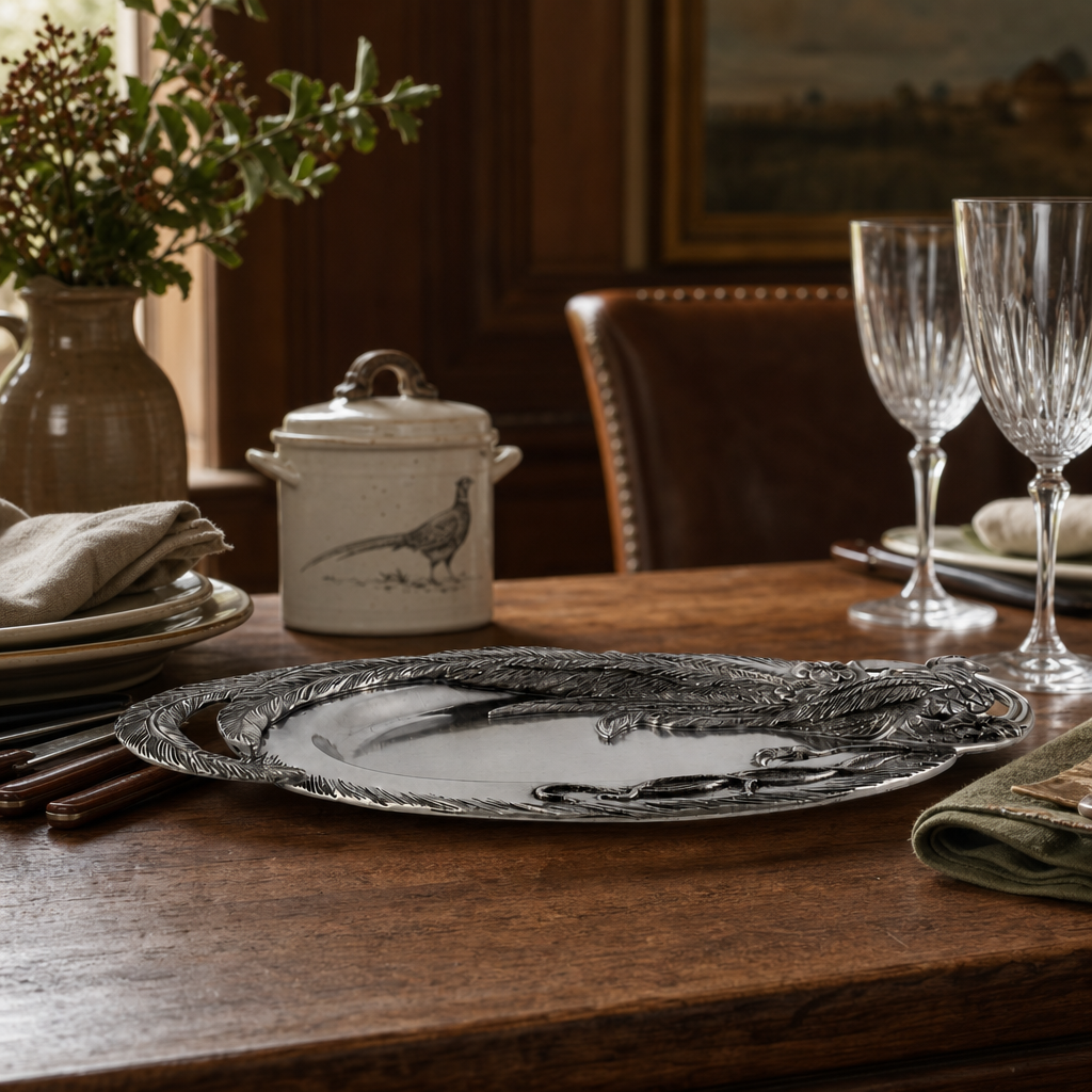 Pheasant Feather Oblong Tray 9