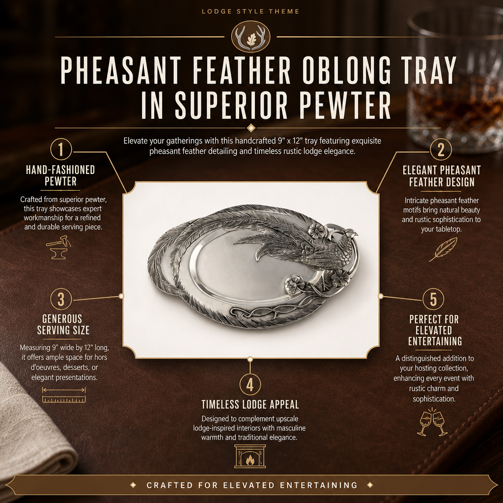 Pheasant Feather Oblong Tray 1