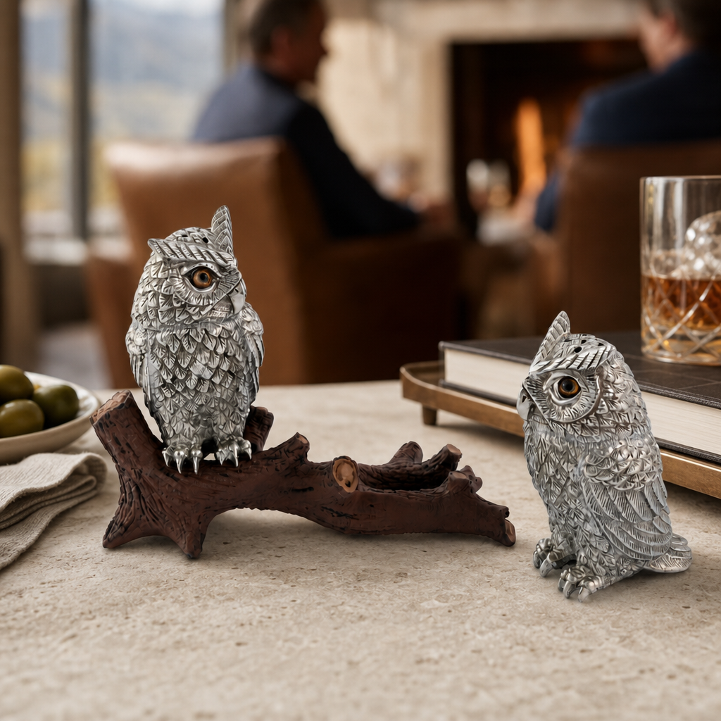 Owl on Log Salt and Pepper Shaker 8
