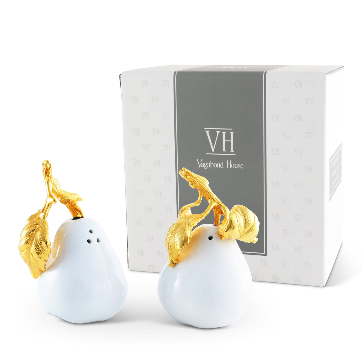 Porcelain Pear Salt and Pepper with Gold Leaf 10