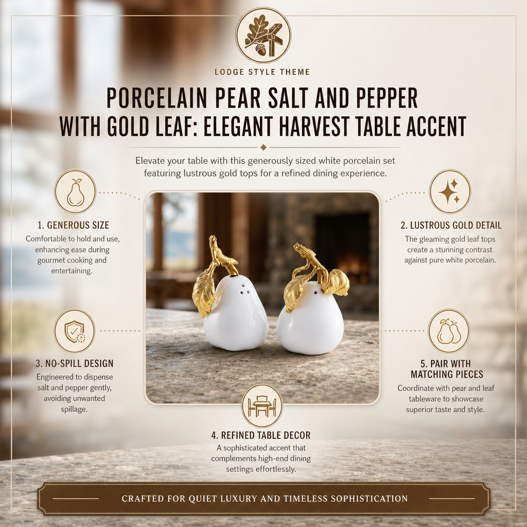 Porcelain Pear Salt and Pepper with Gold Leaf 12