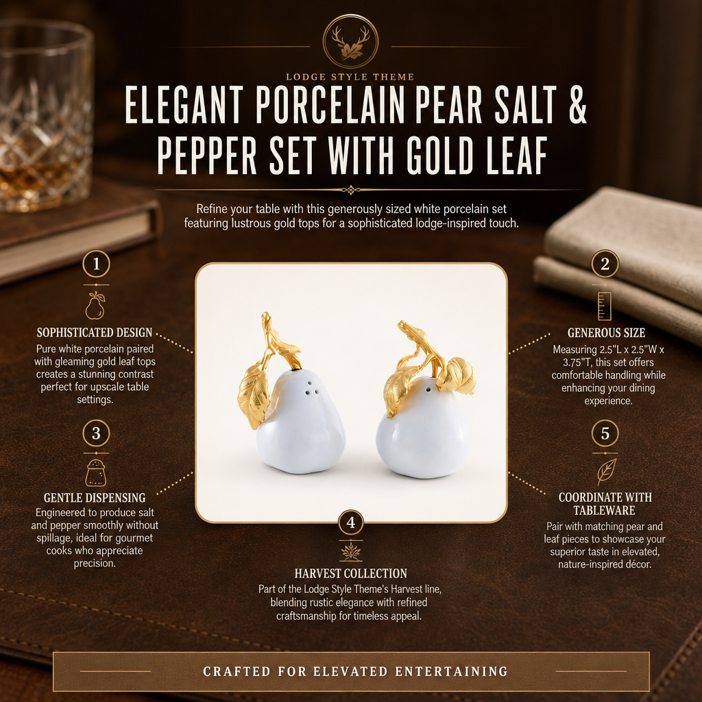 Porcelain Pear Salt and Pepper with Gold Leaf 1