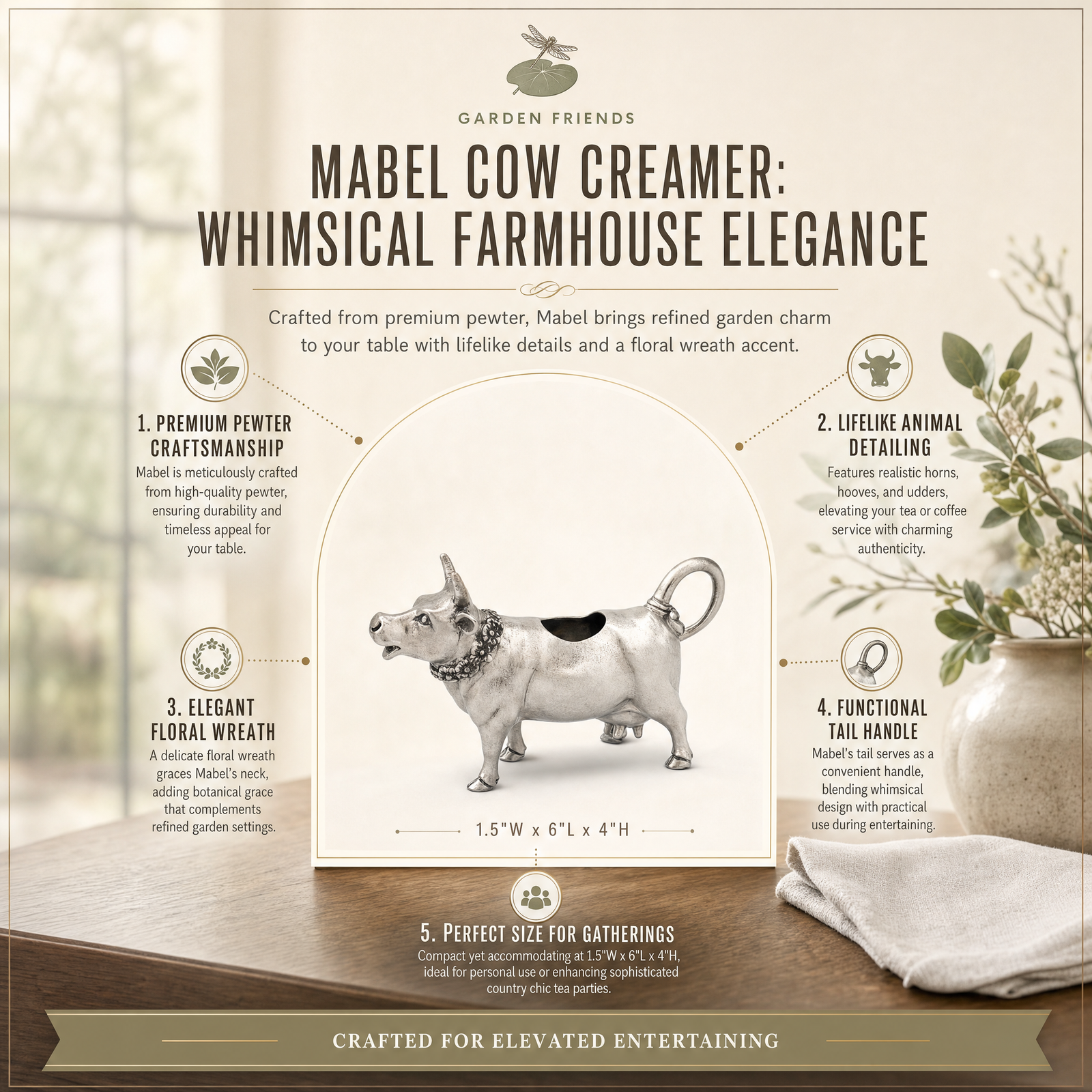 Mabel Cow Creamer: Whimsical Farmhouse Elegance