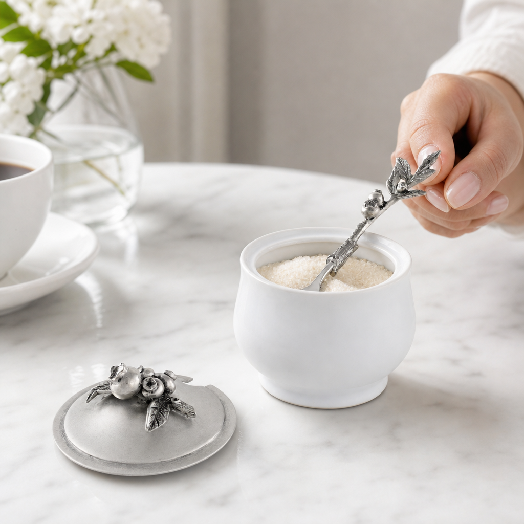 Blueberry Sugar Bowl and Spoon 10