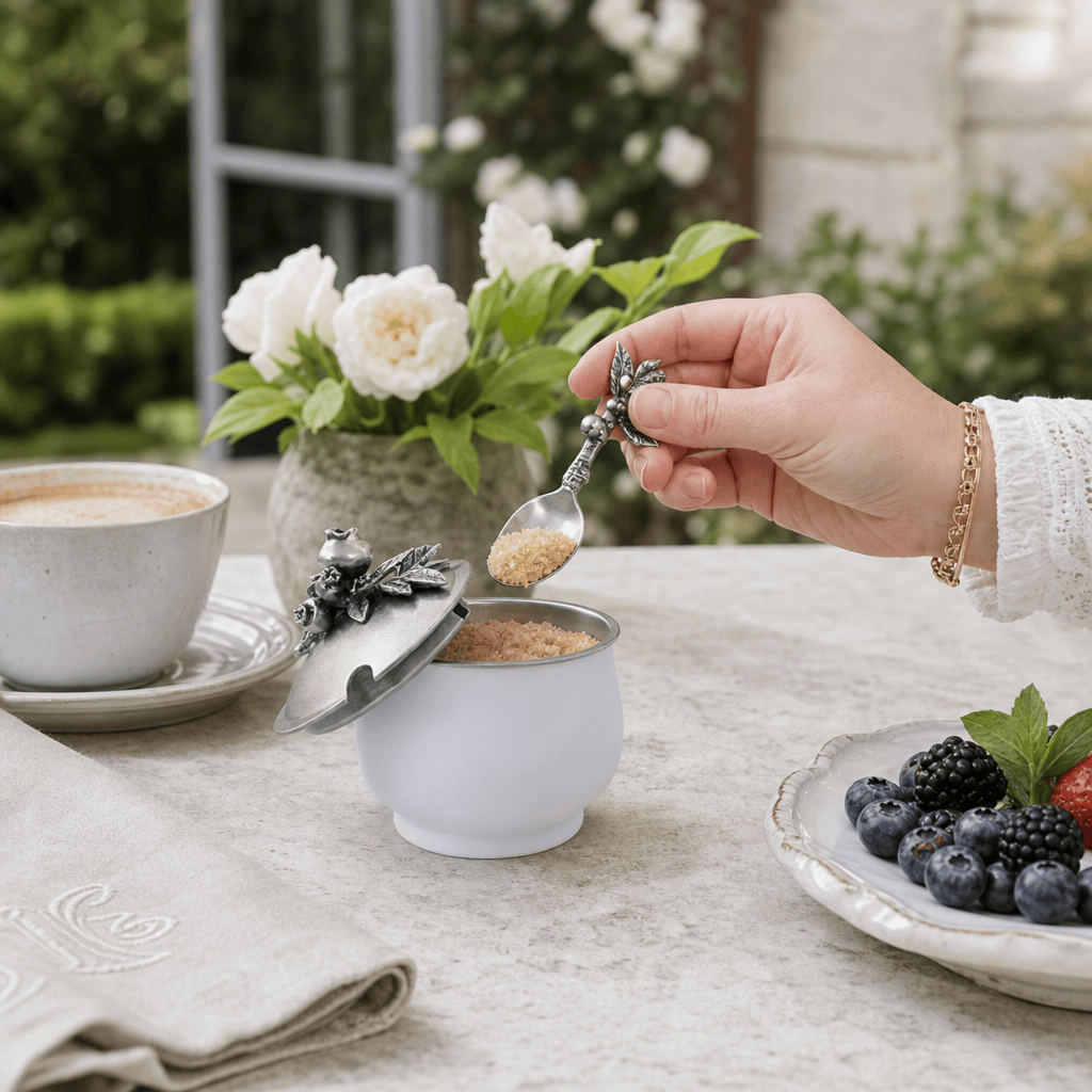 Blueberry Sugar Bowl and Spoon 6