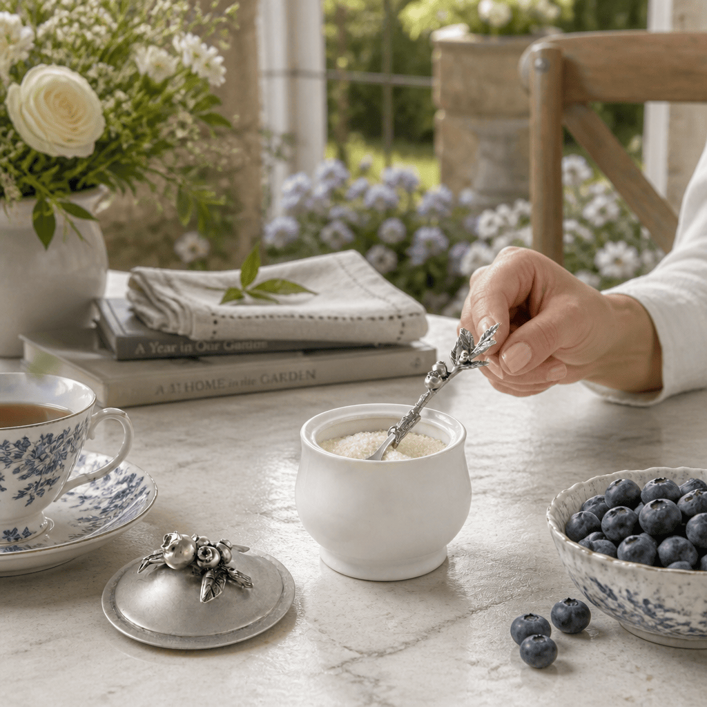 Blueberry Sugar Bowl and Spoon 7