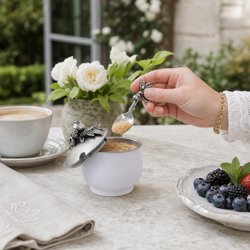 Blueberry Sugar Bowl and Spoon 6