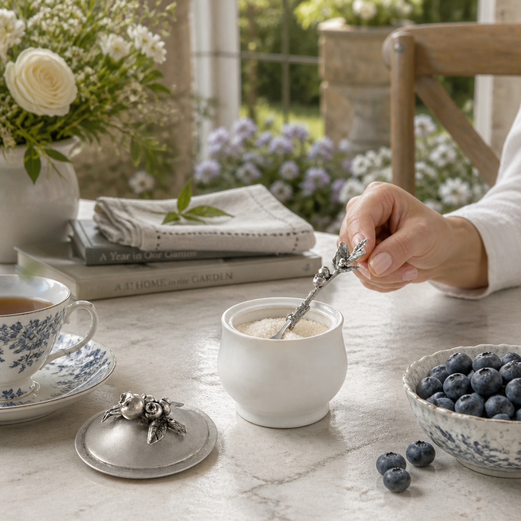 Blueberry Sugar Bowl and Spoon 7