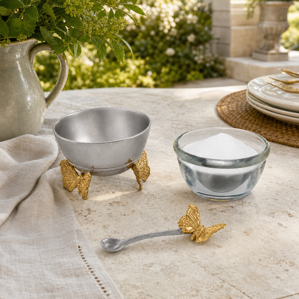 Gold Butterfly Salt Cellar with Spoon 8
