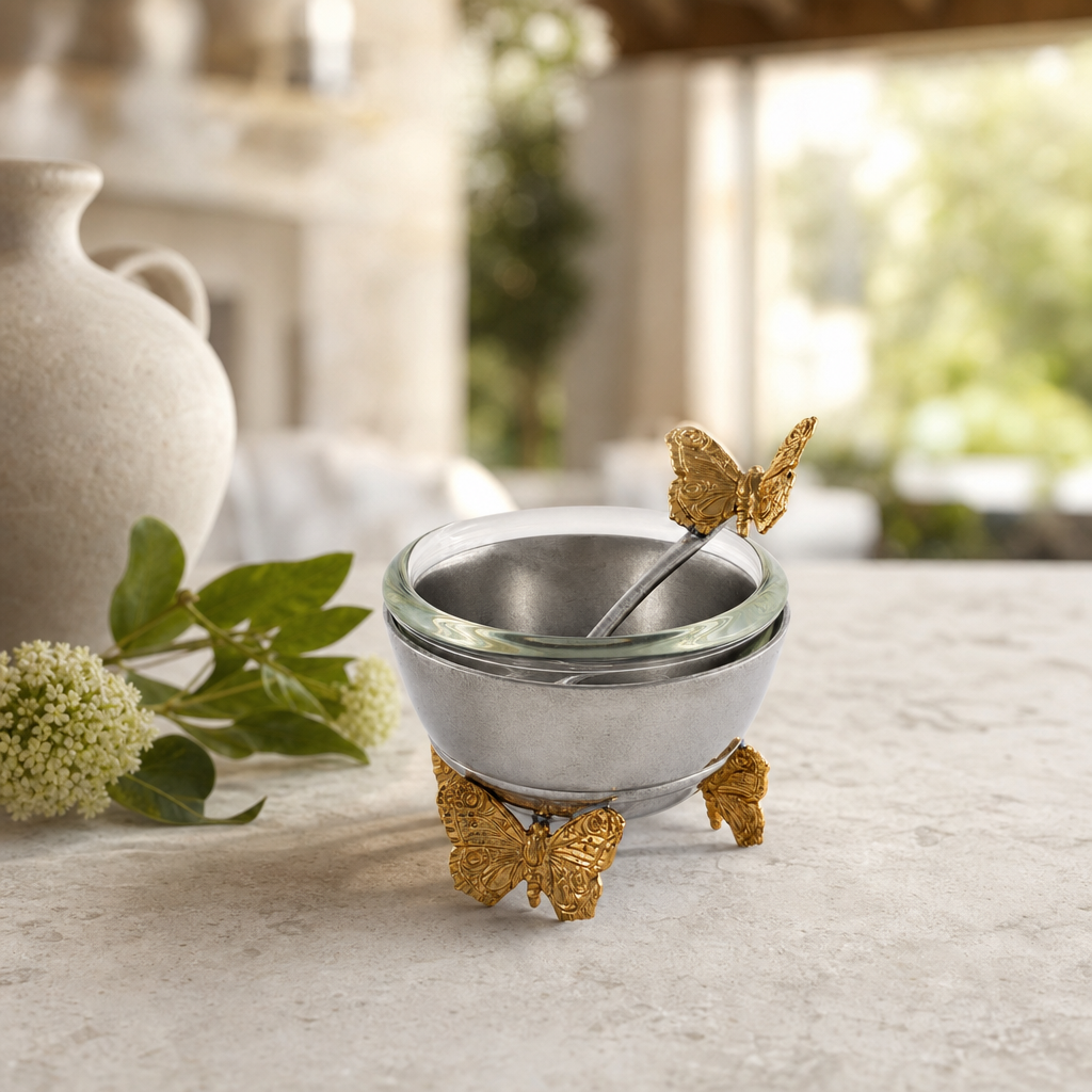 Gold Butterfly Salt Cellar with Spoon 5