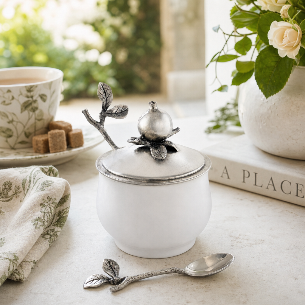 Pomegranate Sugar Bowl and Spoon 8