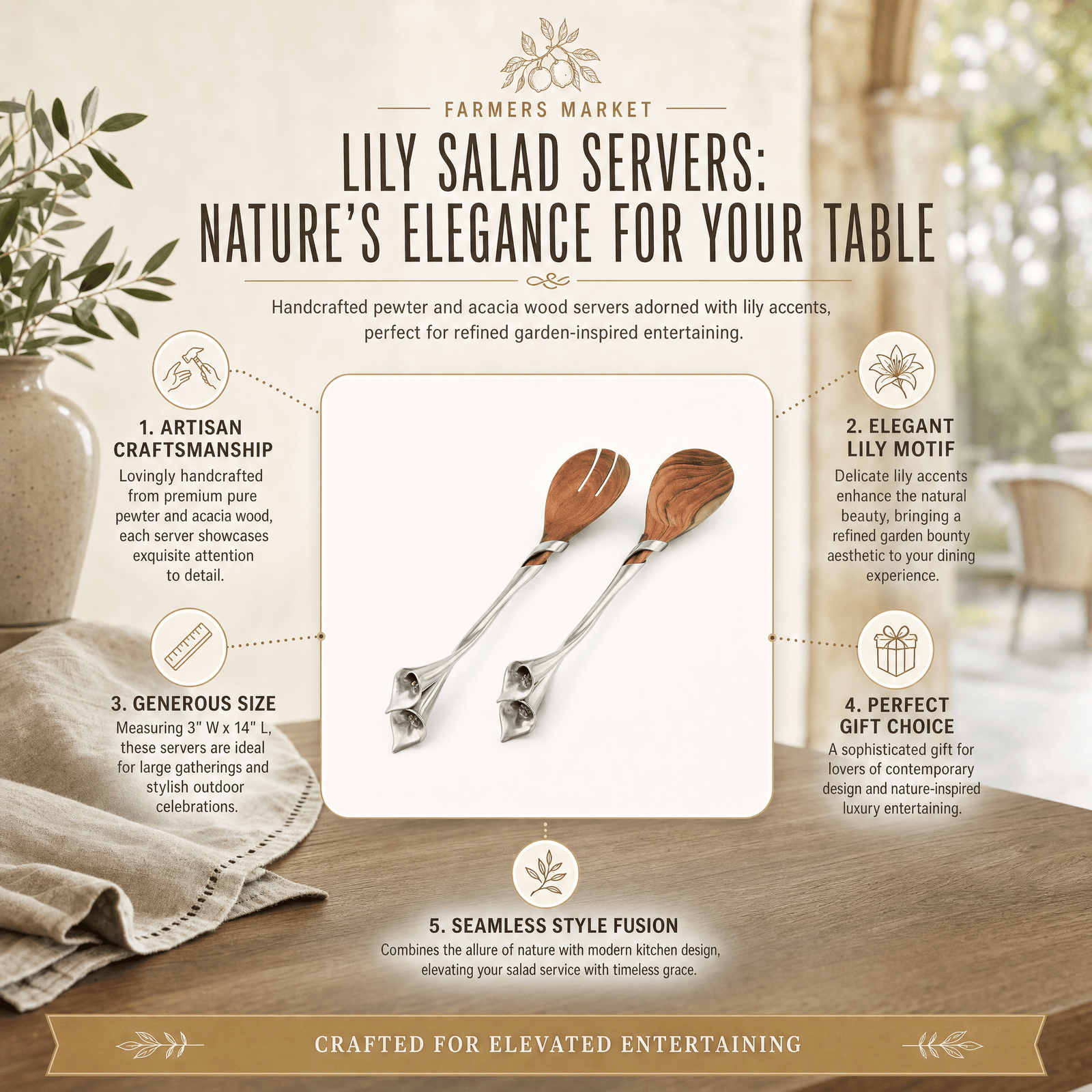 Lily Salad Servers: Nature’s Elegance for Your Table