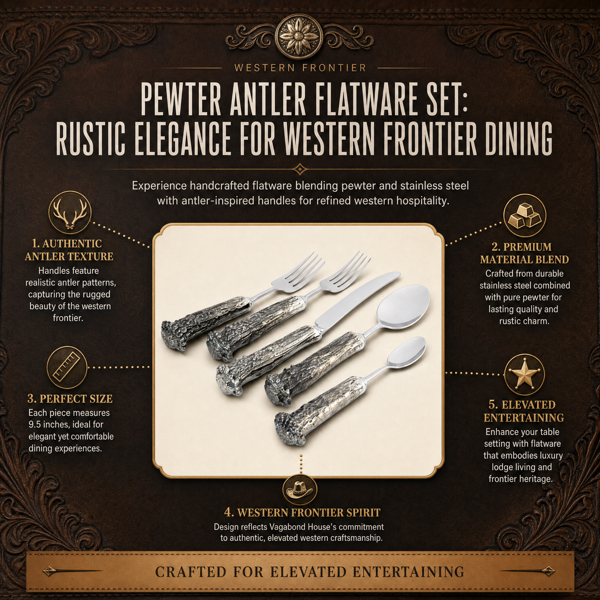 Pewter Antler Flatware Set 1