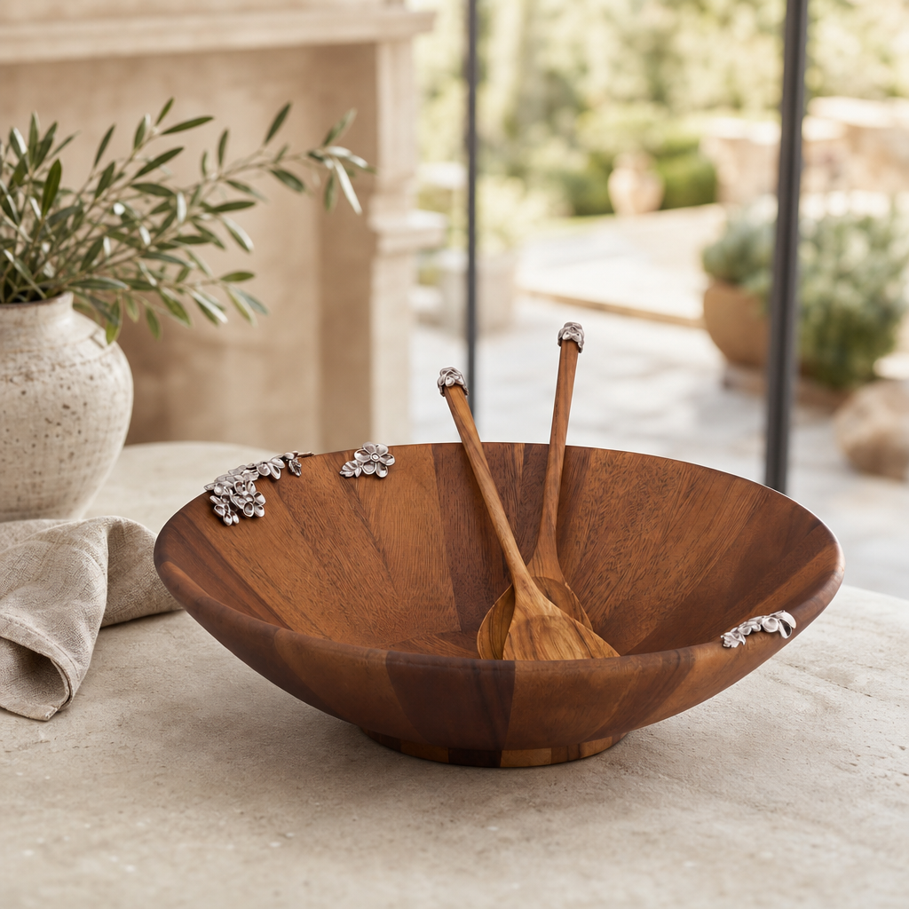 Lilacs Salad Bowl and Servers 1