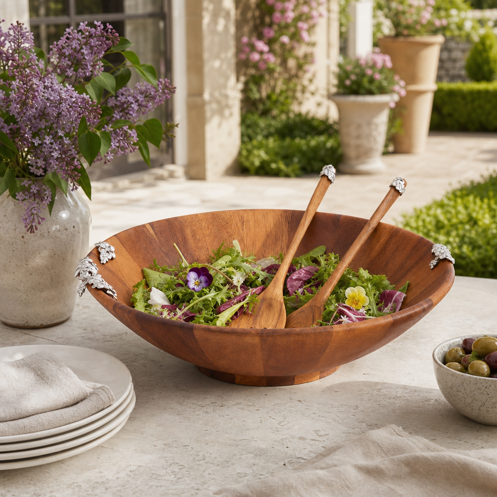 Lilacs Salad Bowl and Servers 5