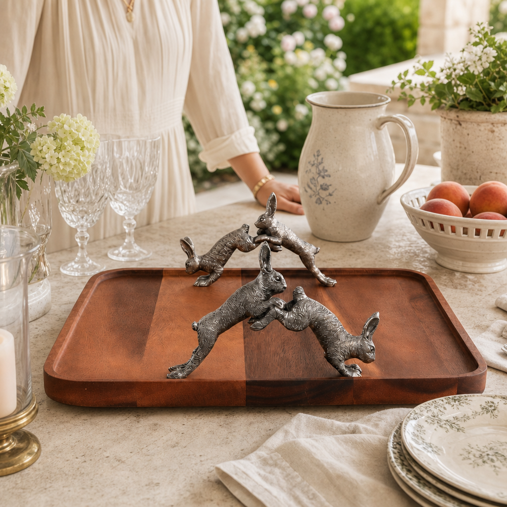 Hopping Bunny Wood Tray 6