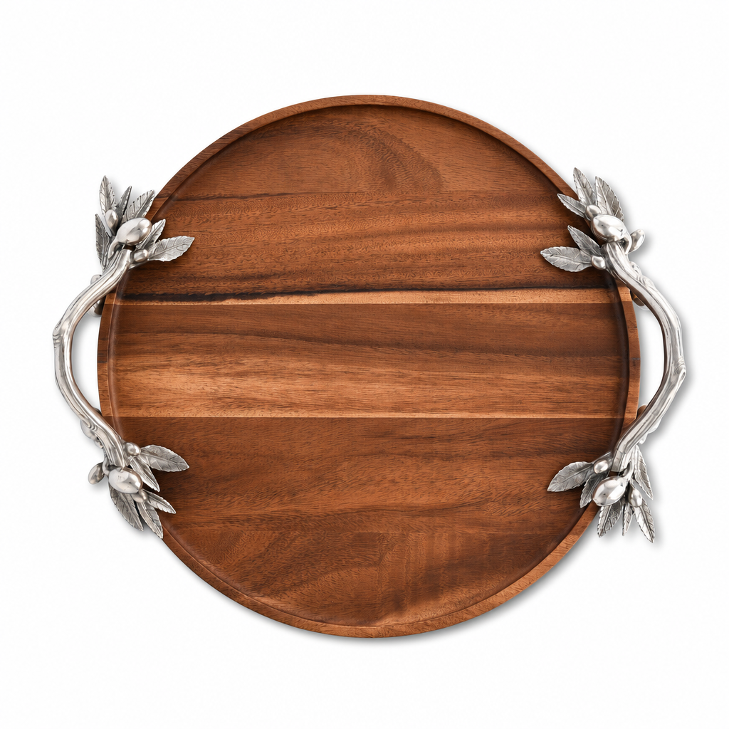 Olive Serving Tray Acacia- Round 10