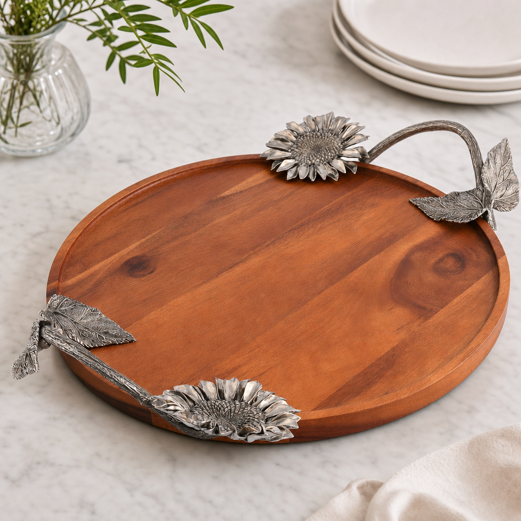 Sunflower Wood Serving Tray 10