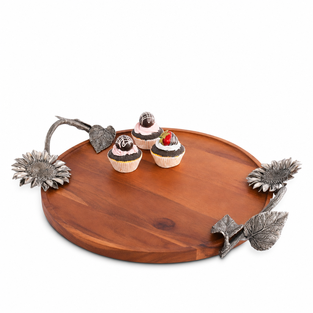 Sunflower Wood Serving Tray 1