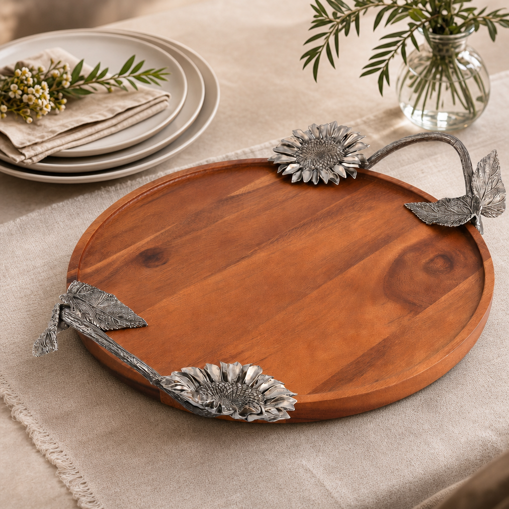 Sunflower Wood Serving Tray 3