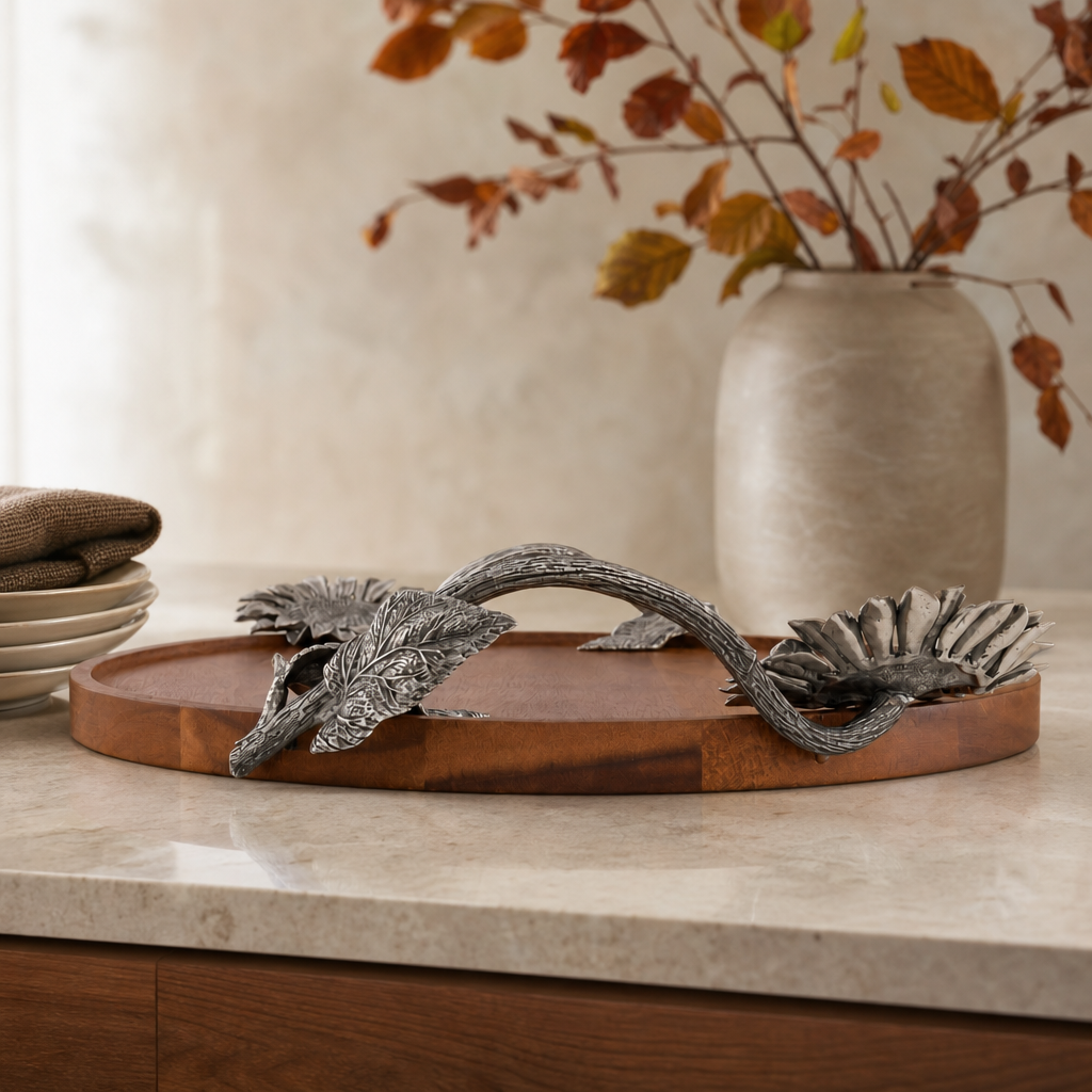 Sunflower Wood Serving Tray 4