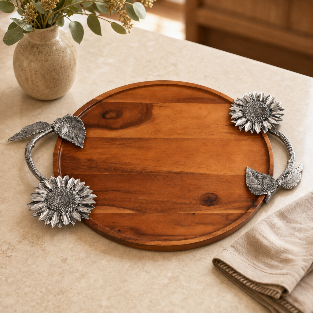 Sunflower Wood Serving Tray 5