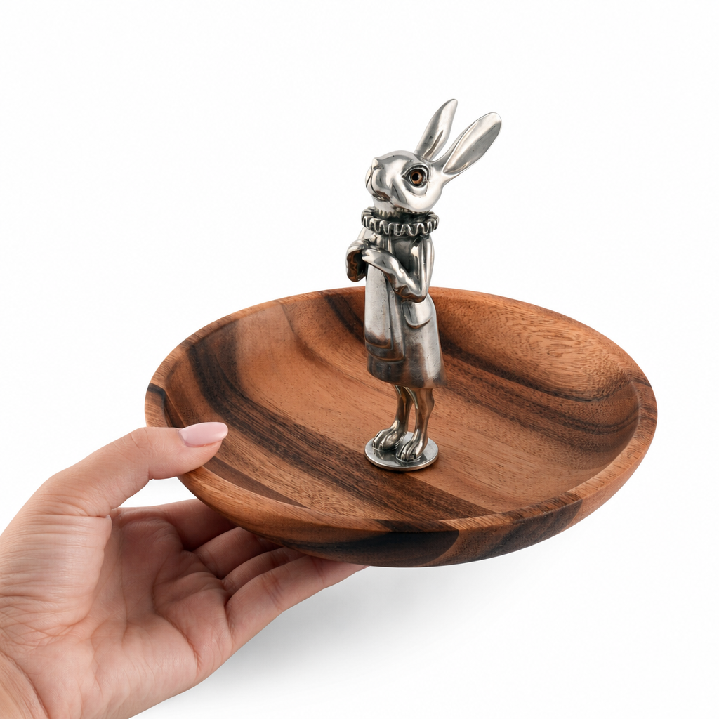Whimsical Bunny Wood Tidbit Bowl 7