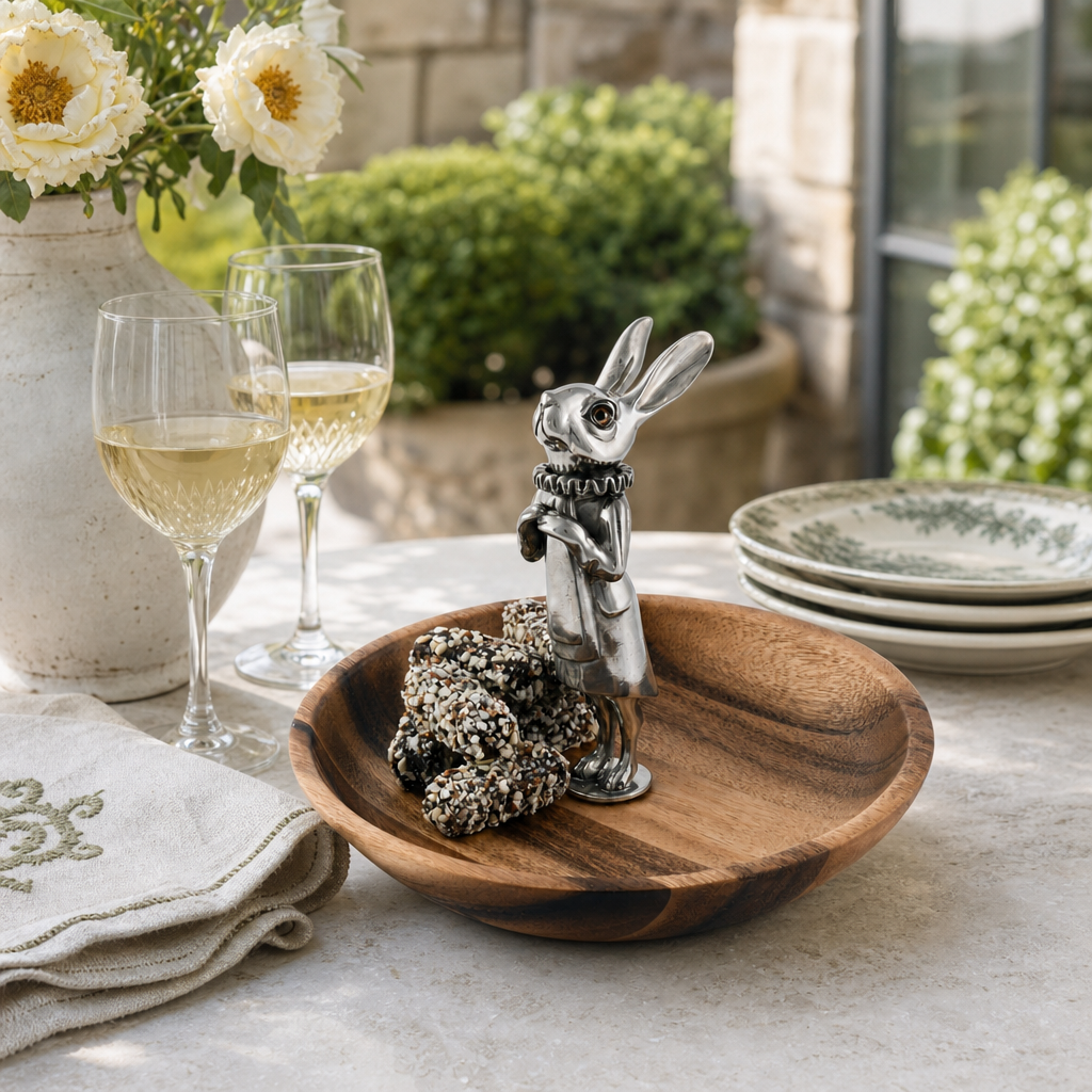Whimsical Bunny Wood Tidbit Bowl 6