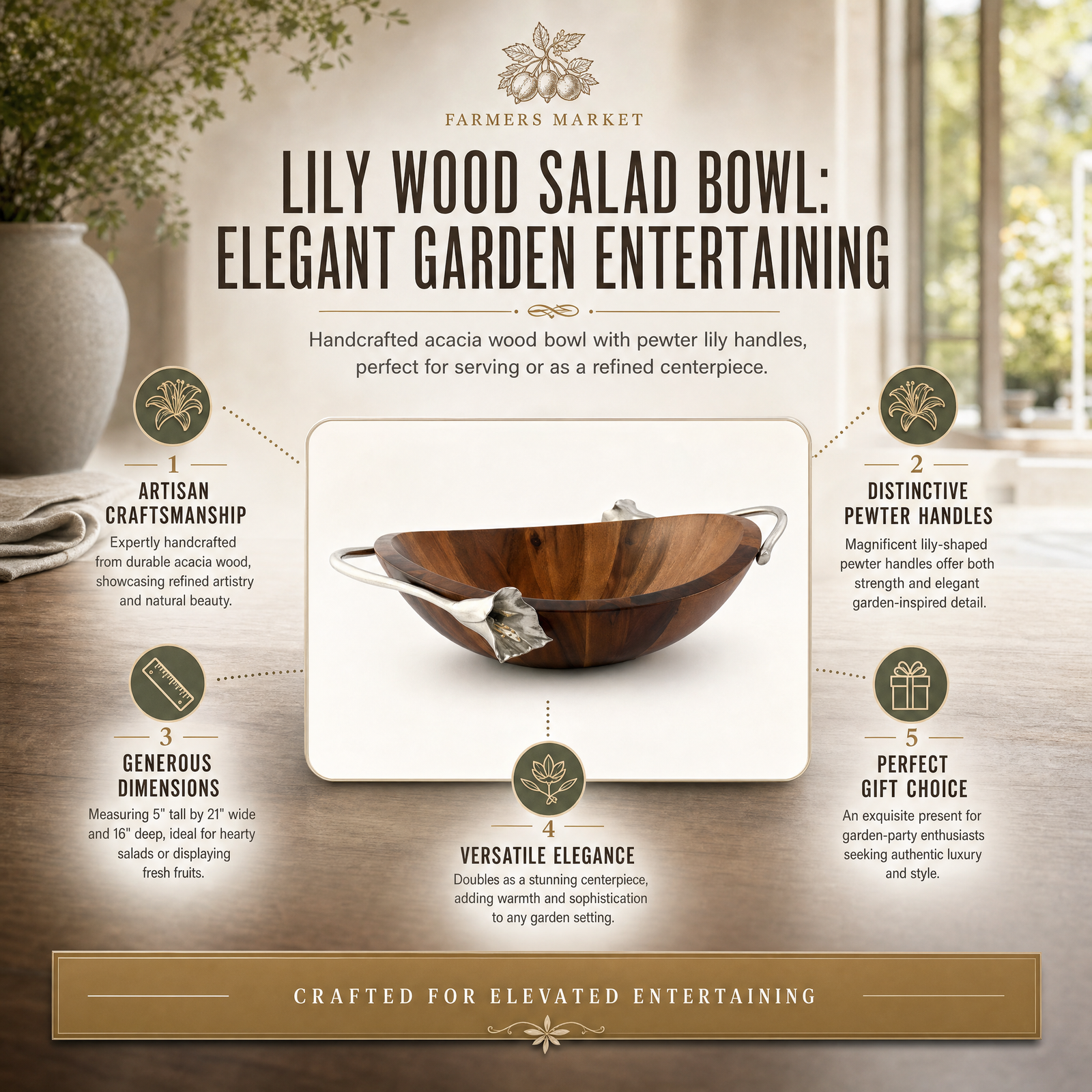 Lily Wood Salad Bowl 11
