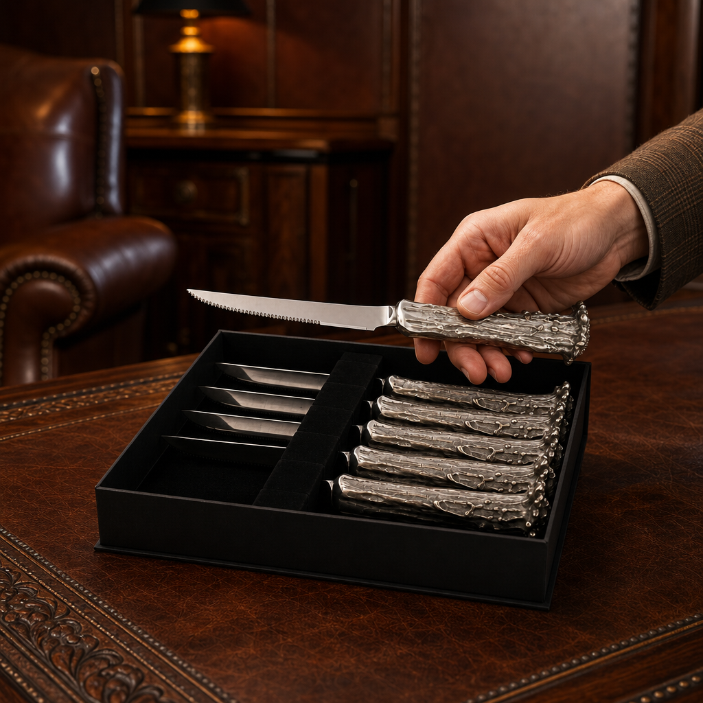 Pewter Antler Steak Knife Set 6