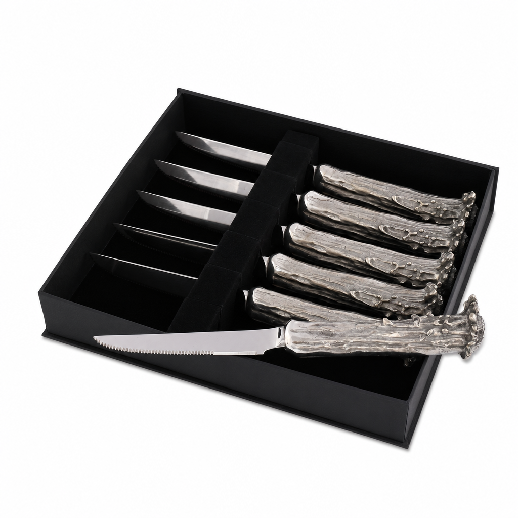 Pewter Antler Steak Knife Set 1