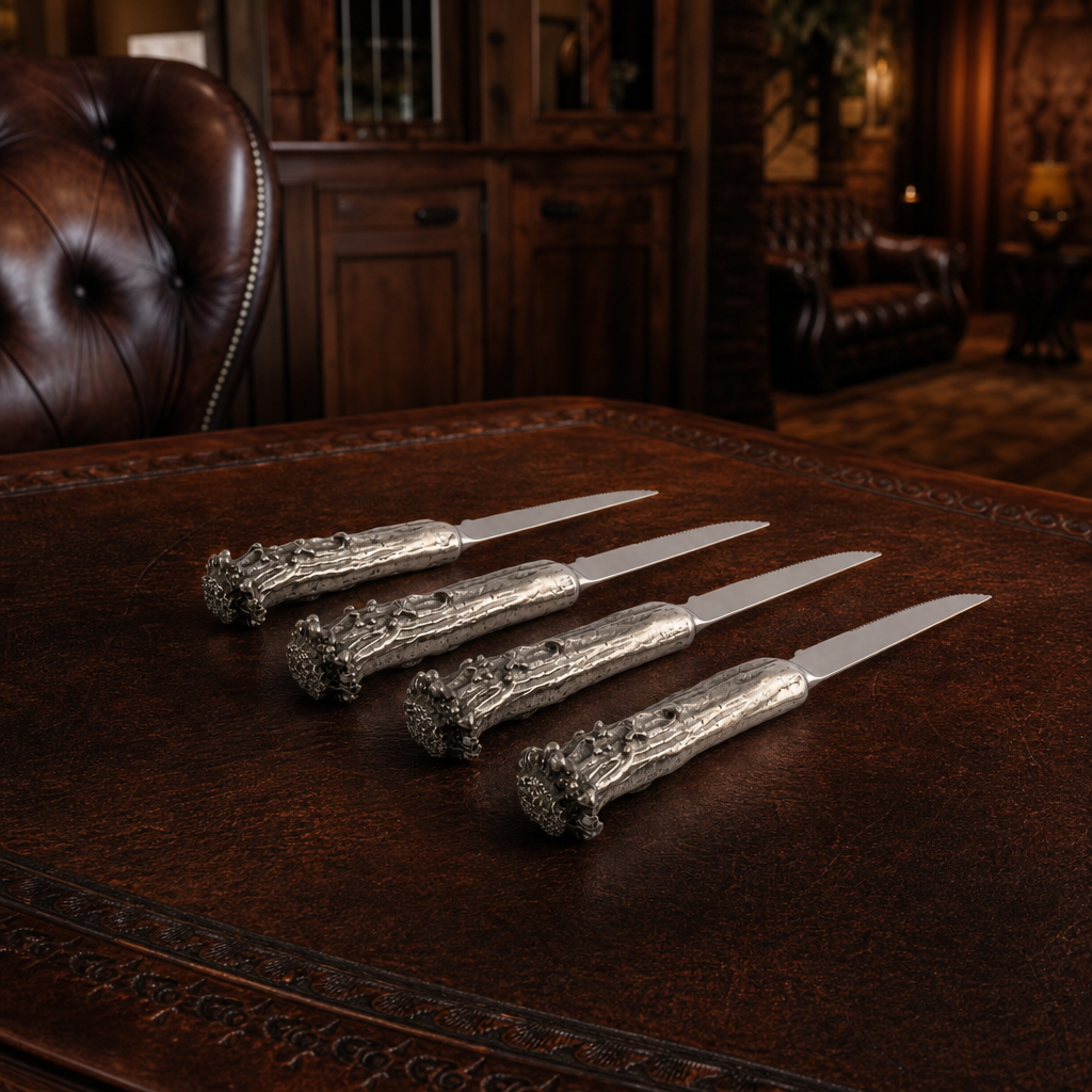 Pewter Antler Steak Knife Set 7