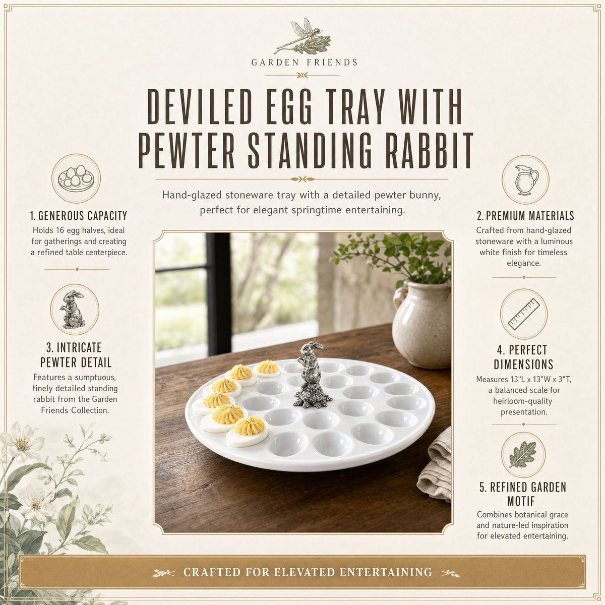 Deviled Egg Tray with Pewter Standing Rabbit 8