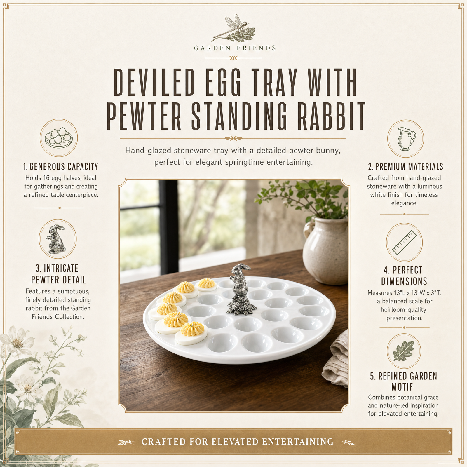 Deviled Egg Tray with Pewter Standing Rabbit 8