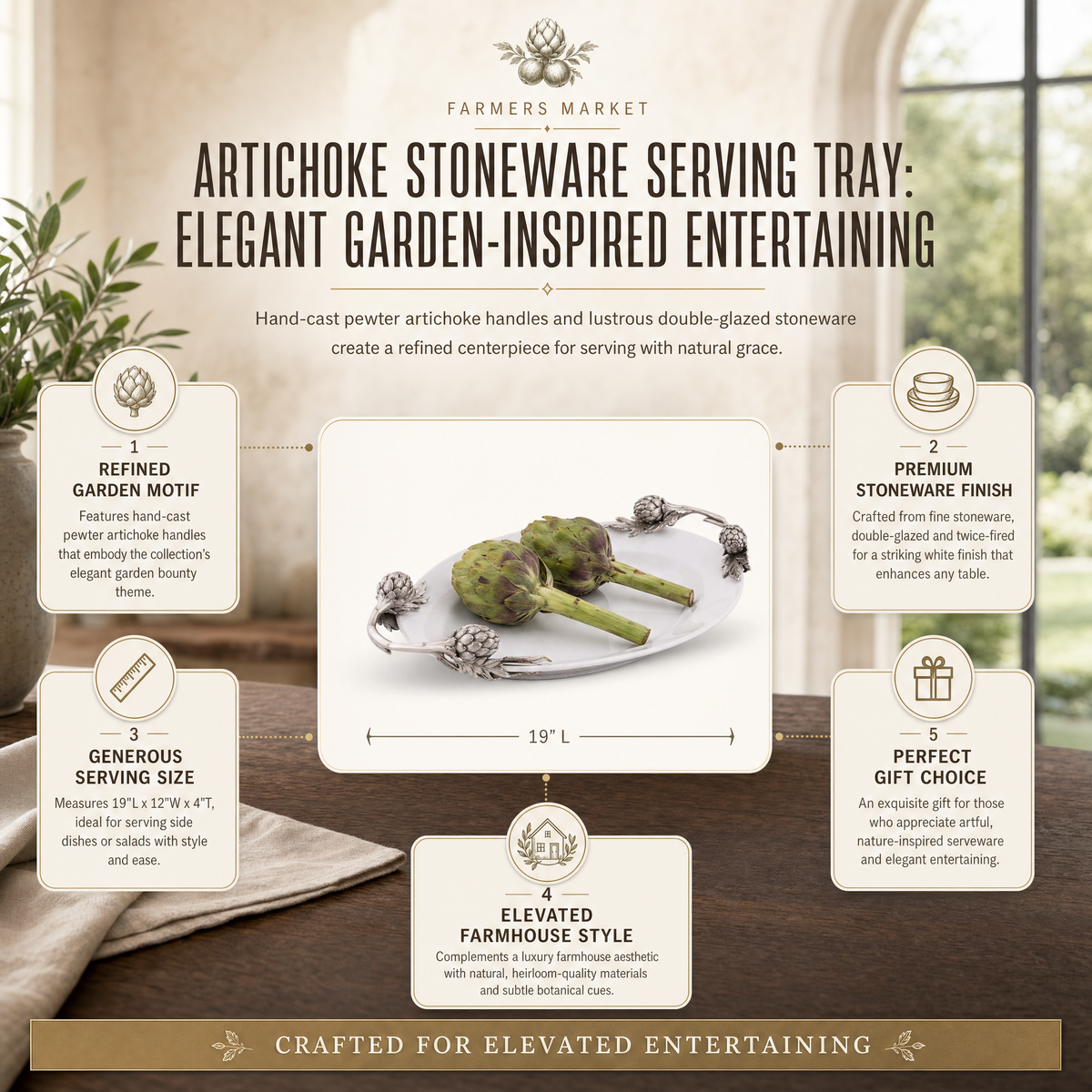 Artichoke Stoneware Serving Tray 8