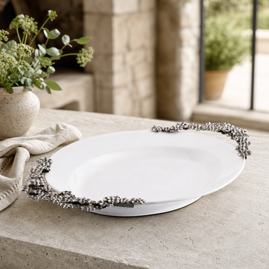 Lilacs Stoneware Serving Tray 1