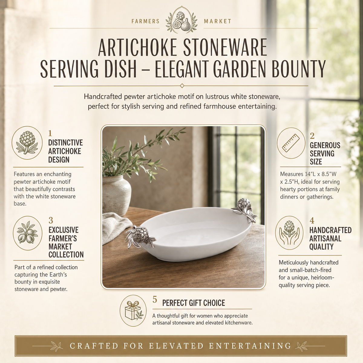 Artichoke Stoneware Serving Dish 8