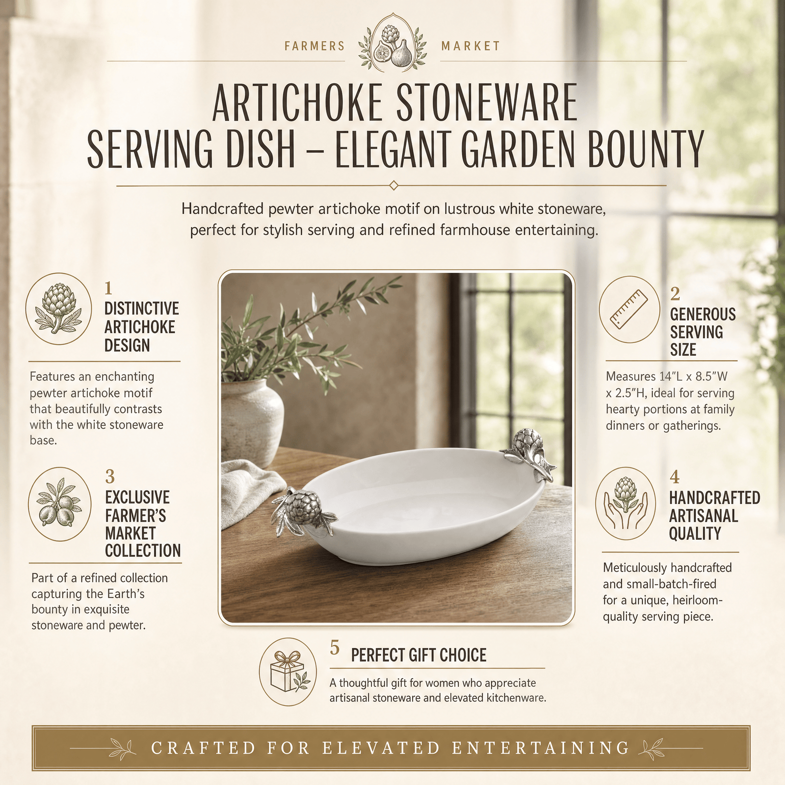 Artichoke Stoneware Serving Dish 11