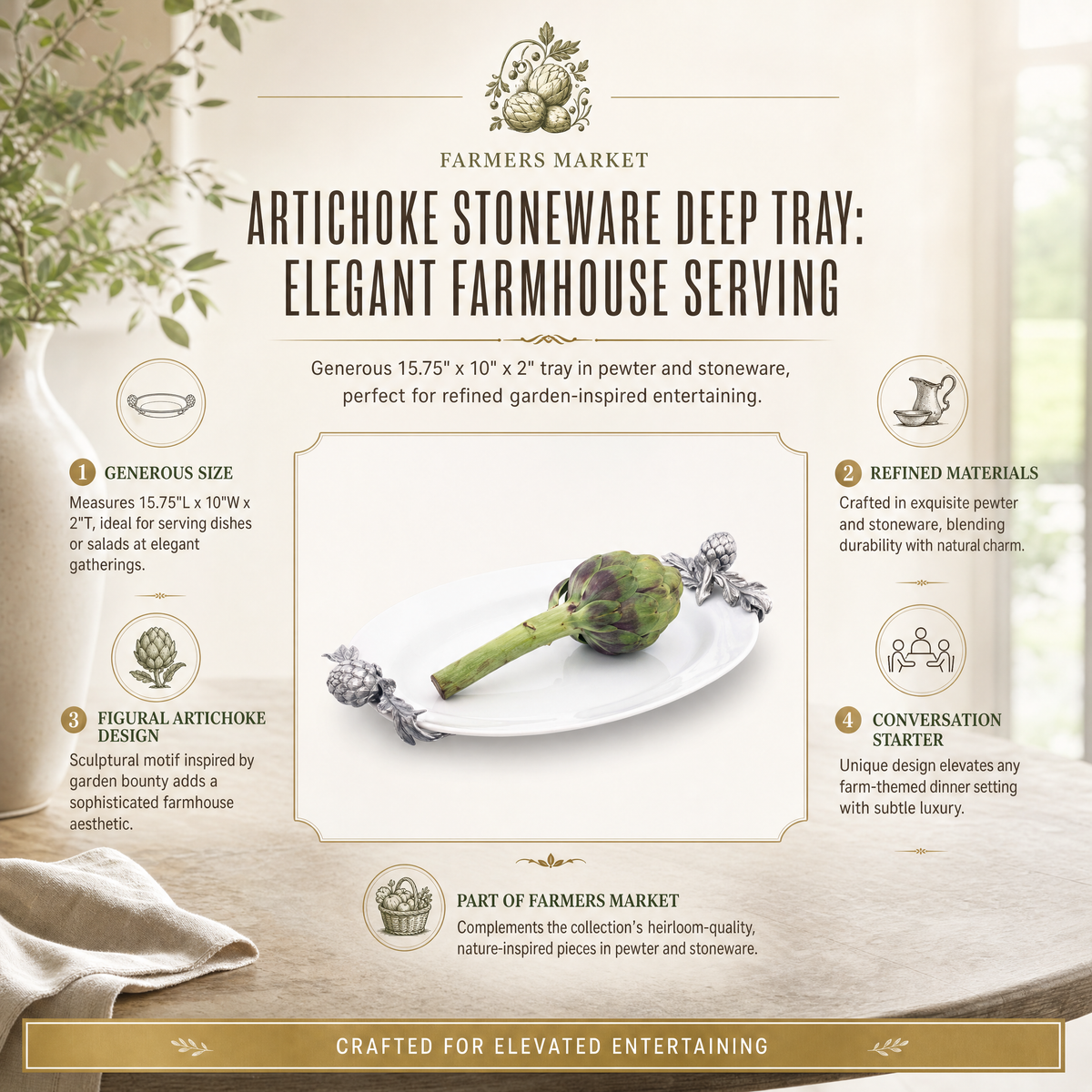 Artichoke Stoneware Deep Tray 7
